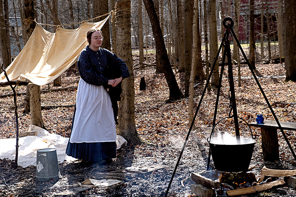 Reenactor at Hale Farm & Village (photo by Nancy Balluck, courtesy of Hale Farm & Village)