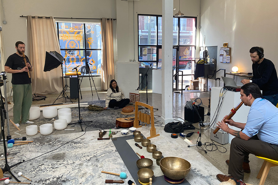 Sound Artists Recording at The Well (courtesy of Pyramid Hill Sculpture Park & Museum)