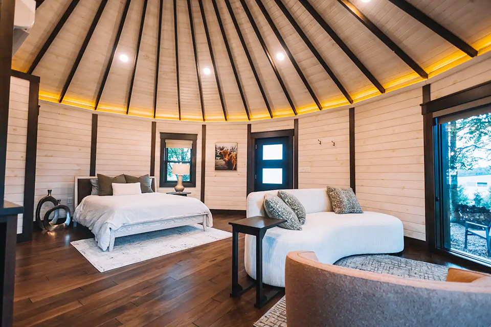 Interior of The Yurt at Homestead on Homestead Furniture and Design Center’s campus in Mount Hope (photo courtesy of Homestead Furniture and Design Center)