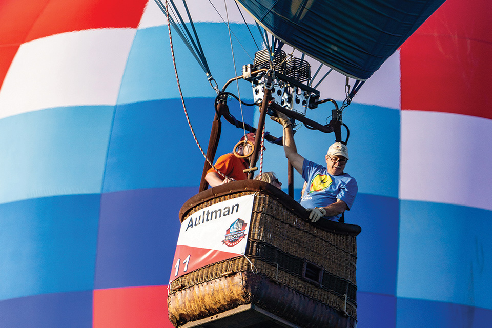 People in hot air balloon at Balloon Classic in Canton (photo by Alex McCarthy)