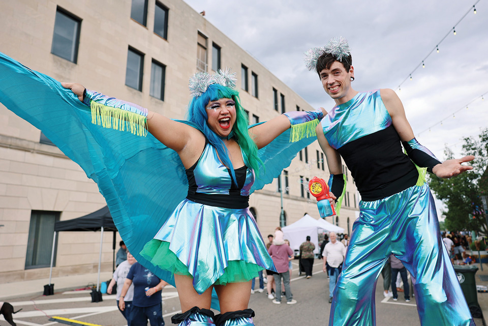 People in costume at Canton’s First Friday celebration at Centennial Plaza (photo by Kelly Klein Photography)
