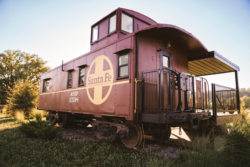 Repurposed train caboose at Hideaway on the Hocking in Athens County (photo courtesy of Visit Athens)