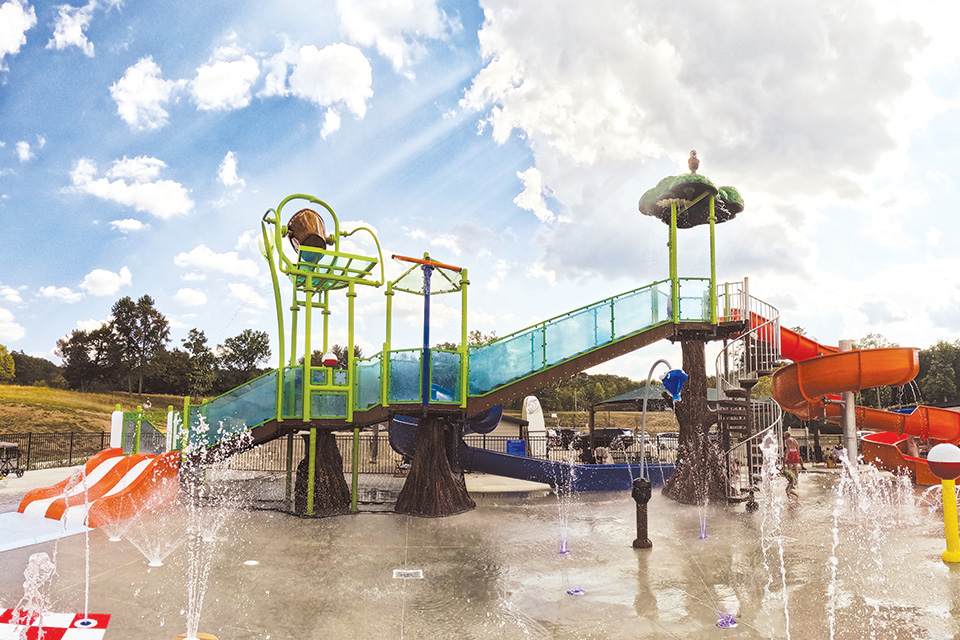 Splash pad at Seneca Lake in Muskingum County (photo courtesy of Muskingum Watershed Conservancy District)
