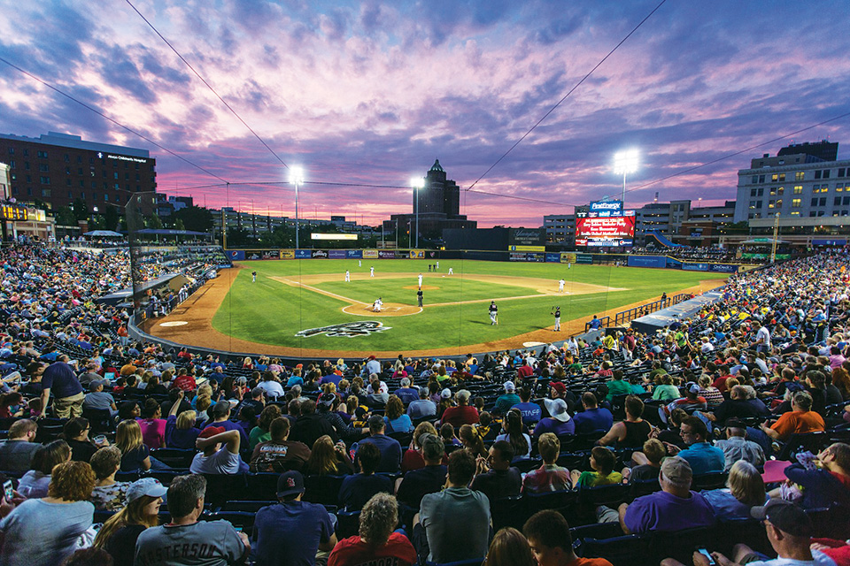 Sunset at Akron RubberDucks game (photo courtesy of Akron/Summit Convention & Visitors Bureau)