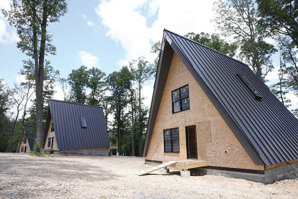 Stargazing cabins under construction at Coopers Rock State Forest (photo courtesy of West Virginia Tourism)