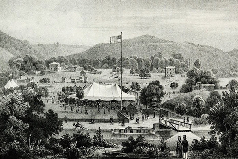 Lithograph depicting the first Ohio State Fair in 1850 (image courtesy of the Ohio State Fair)