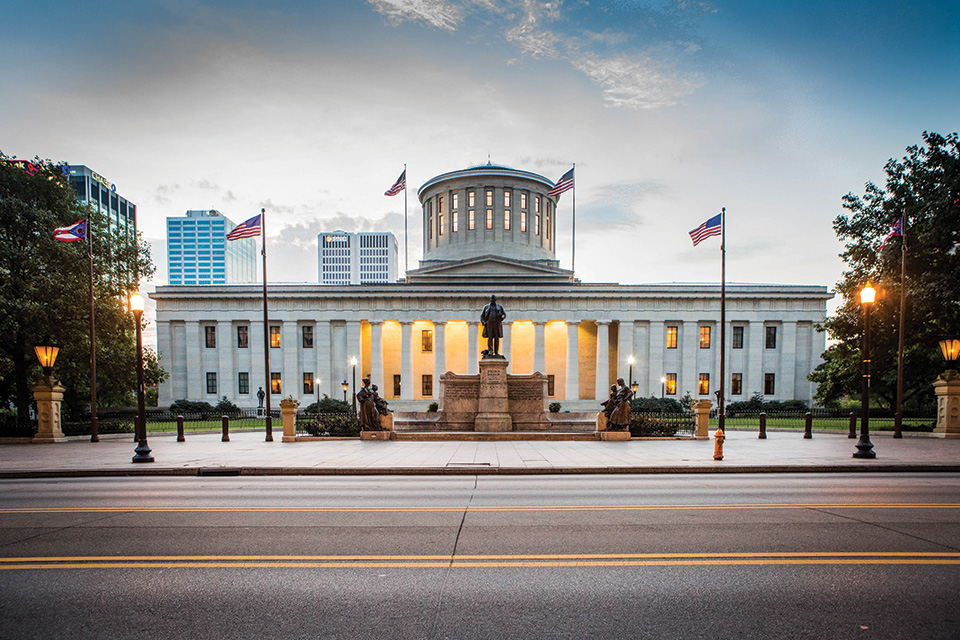 Exterior of the Ohio Statehouse in Columbus (photo by Laura Watilo Blake)