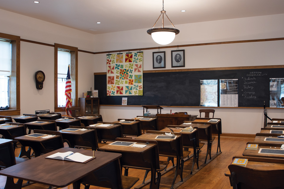 Interior of Lichtenwalter Schoolhouse at Boettler Park in Green (photo by Rachael Jirousek)