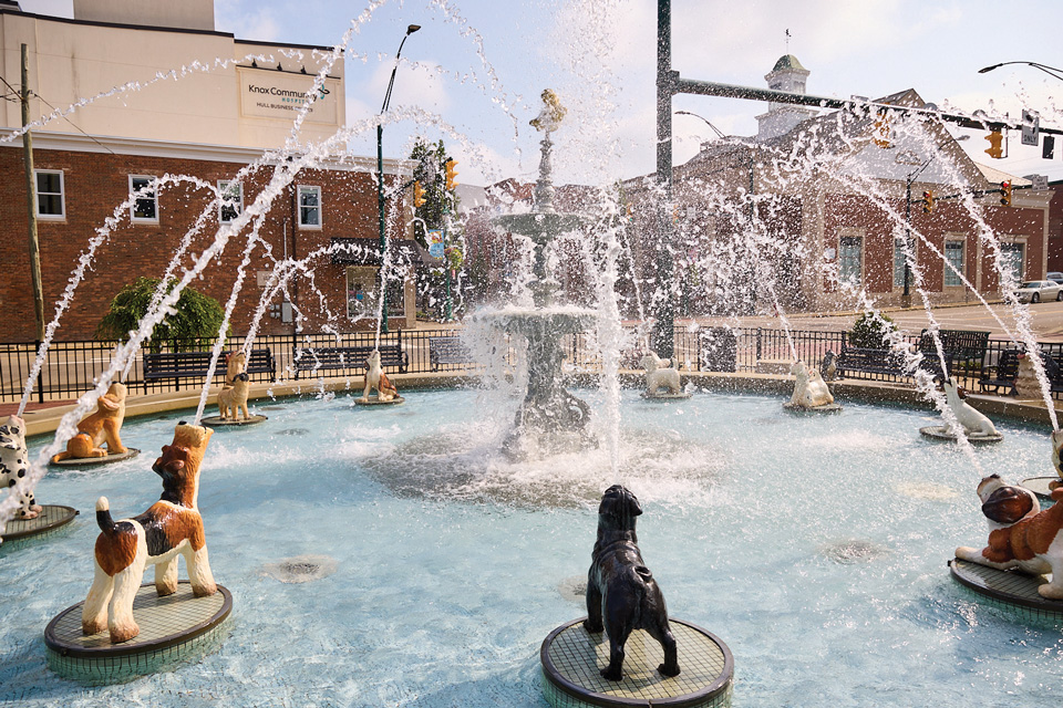 South Main Plaza Dog Fountain in Mount Vernon (photo by Brian Kaiser)