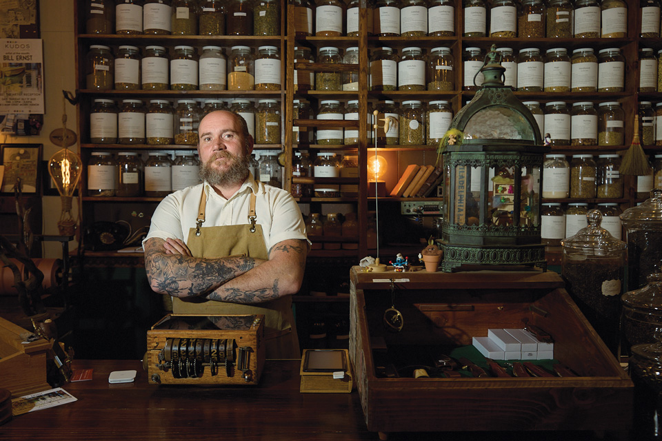 Shop owner Josh Kuhn at Old Mr. Bailiwick’s in Mount Vernon (photo by Brian Kaiser)