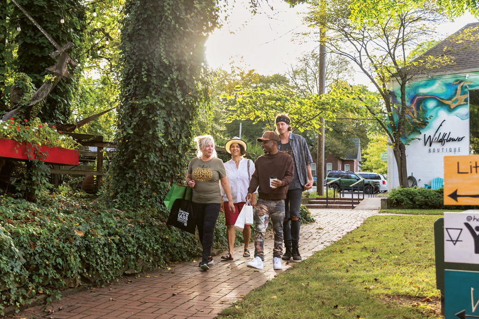 People walking in downtown Yellow Springs (photo by Matthew Allen)