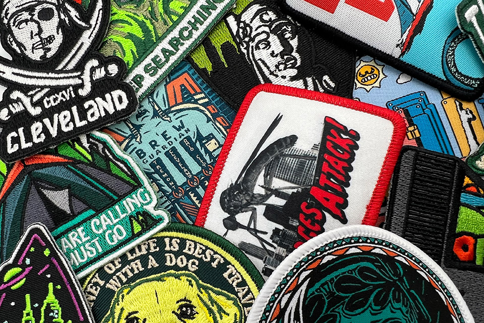 Assorted patches from Kay-Em Apparel in Cleveland (photo courtesy of Kay-Em Apparel)