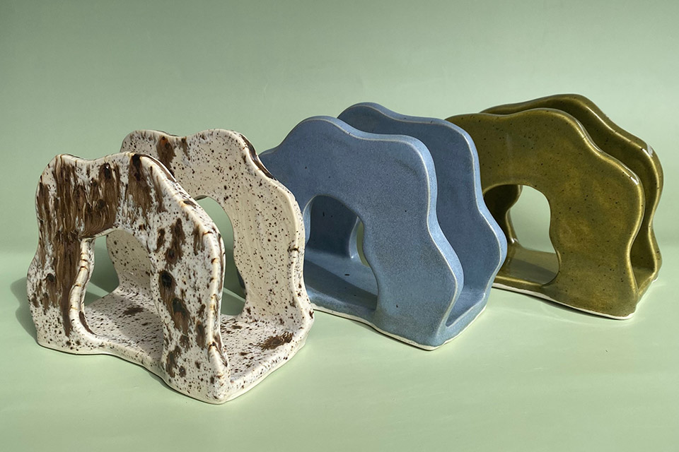 Napkin holders from Kennedy Vince Ceramics in Cleveland (photo courtesy of Kennedy Vince Ceramics)