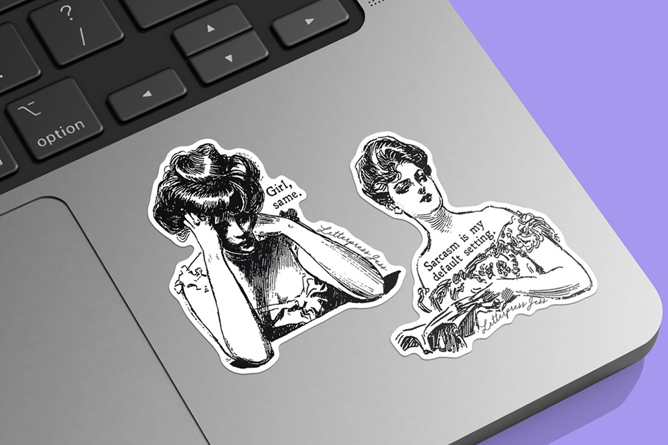 Sketch stickers from Letterpress Jess in Canton (photo courtesy of Letterpress Jess)