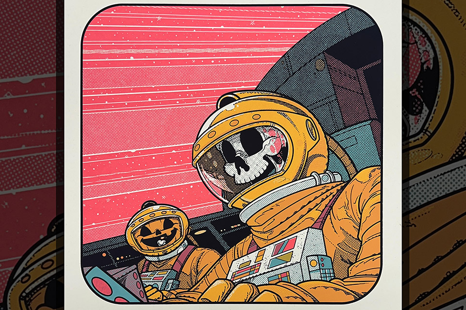 Randy Crider’s “Halloween Spacemen” screenprint (photo courtesy of Randy Crider)