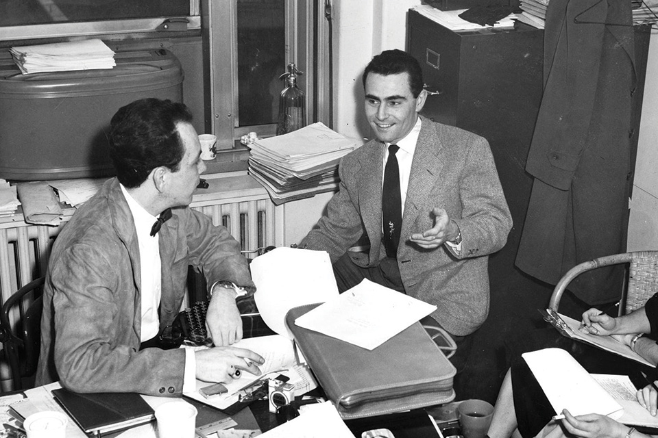 Rod Serling meeting with Bob Huber of WKRC in Cincinnati (photo courtesy of the Rod Serling Memorial Foundation)