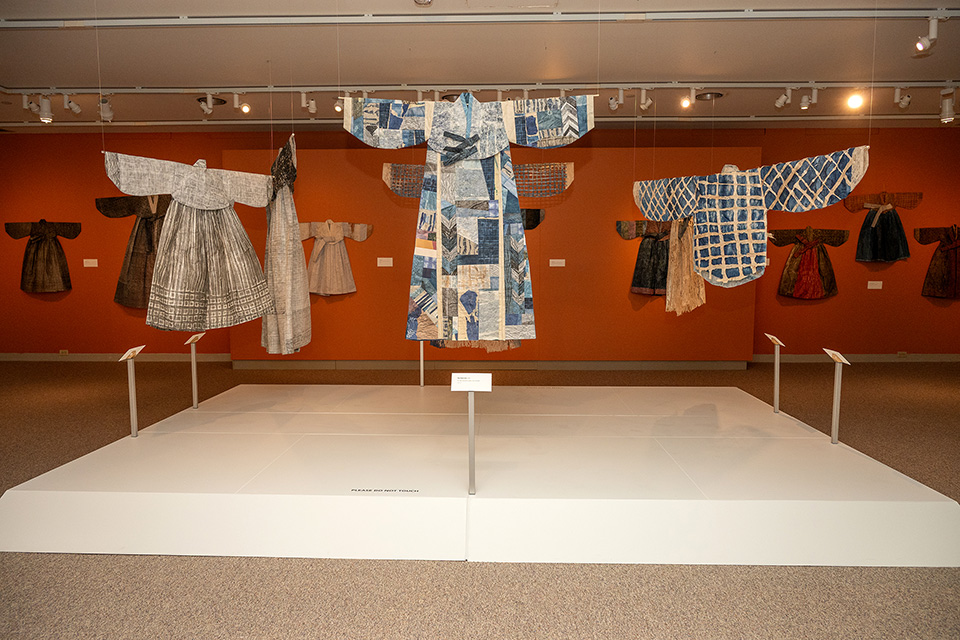 Dresses at “Aimee Lee: Every Last Scrap” exhibit at Kent State University Museum (photo courtesy of Kent State University Museum)