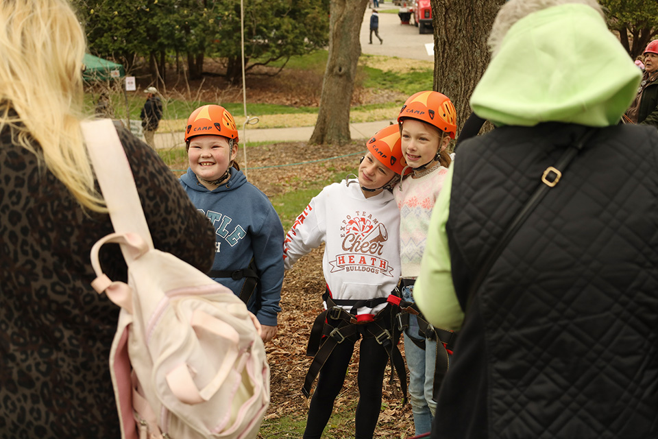 Kids in climbing gear at The Dawes Arboretum (photo courtesy of The Dawes Arboretum)