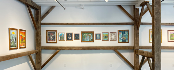 Letterpress and screenprint works by Bobby Rosenstock and Logan Schmitt (photo courtesy of Dairy Barn Arts Center)