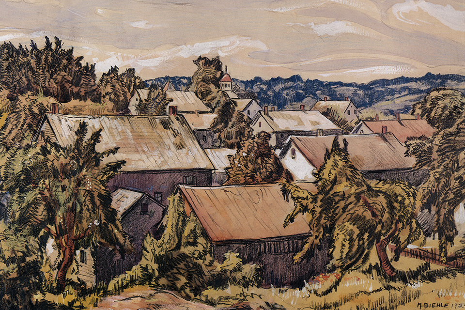 Painting of Zoar by Cleveland artist August Biehle (photo courtesy of Historic Zoar Village)