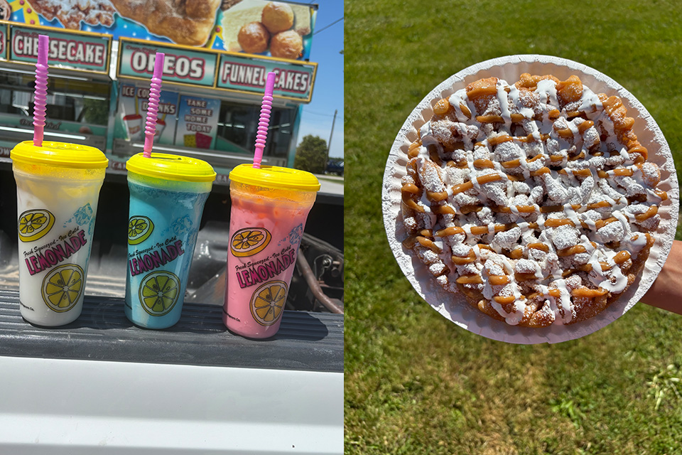 Dirty Lemonade (photo by Suzannah Cushman); Fluffer Nutter Funnel Cake (photo by Suzannah Cushman)