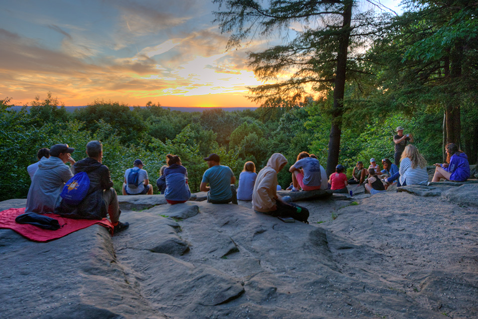 People watching the sunset at Ledges Overlook in Peninsula, Ohio, (photo by NPS/Bob Trinnes)