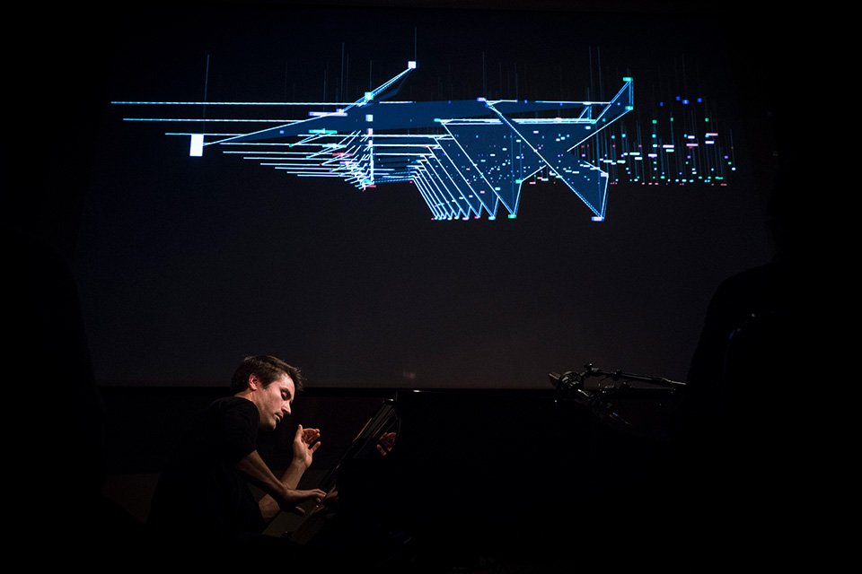 Dan Tepfer playing piano (photo by Nicolas Joubard; courtesy of the Wexner Center for the Arts)