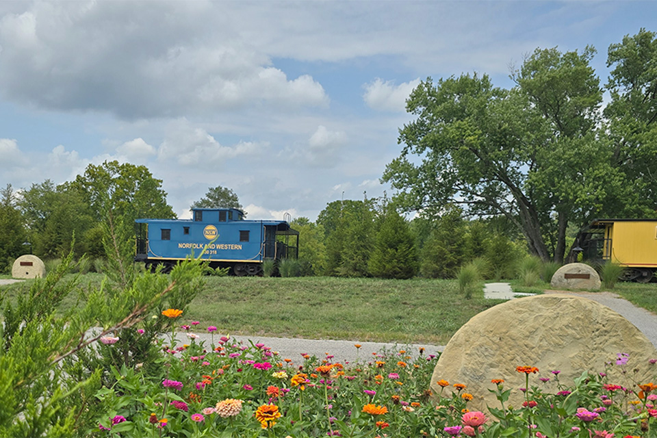 Train car at Hideaway on the Hocking in Athens County (photo courtesy of Hideaway on the Hocking)