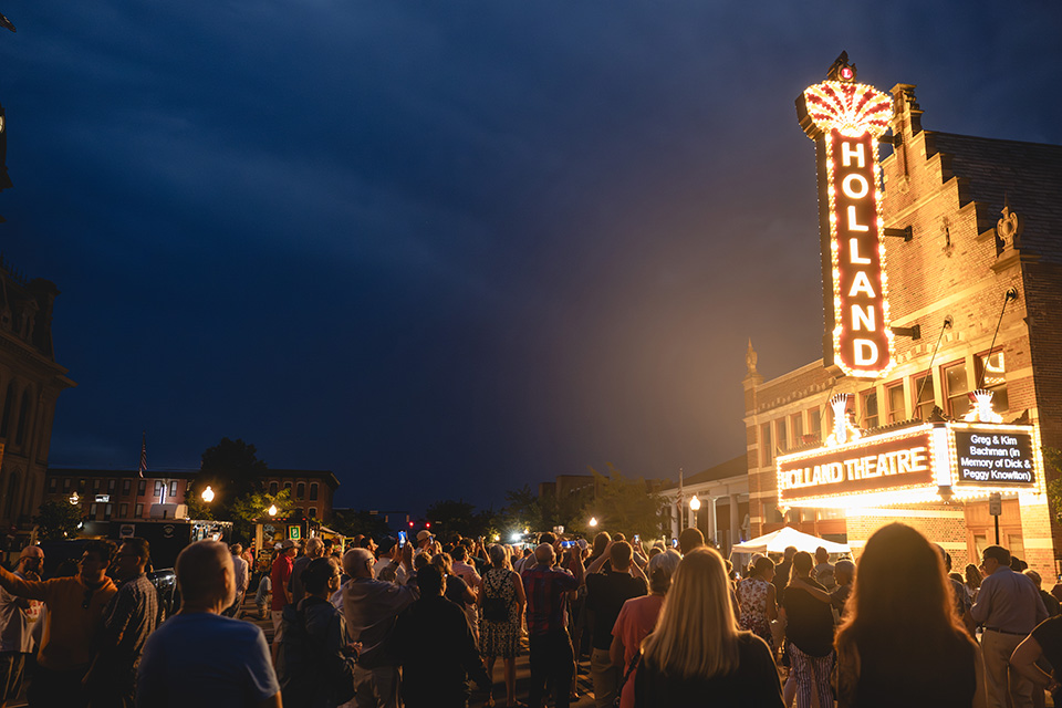 Holland Theatre marquee in downtown Bellefontaine (photo by Susie Jarvis)