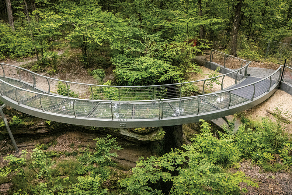 Falls Edge Glass Walkway at Nelson-Kennedy Ledges State Park in Garrettsville (photo by Josiah Wade)
