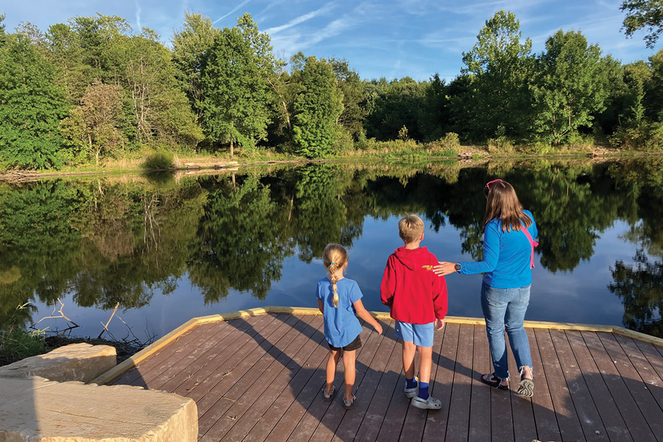 Mom and kids at Rivendell Nature Preserve in Seville (photo courtesy of Medina County Parks District)