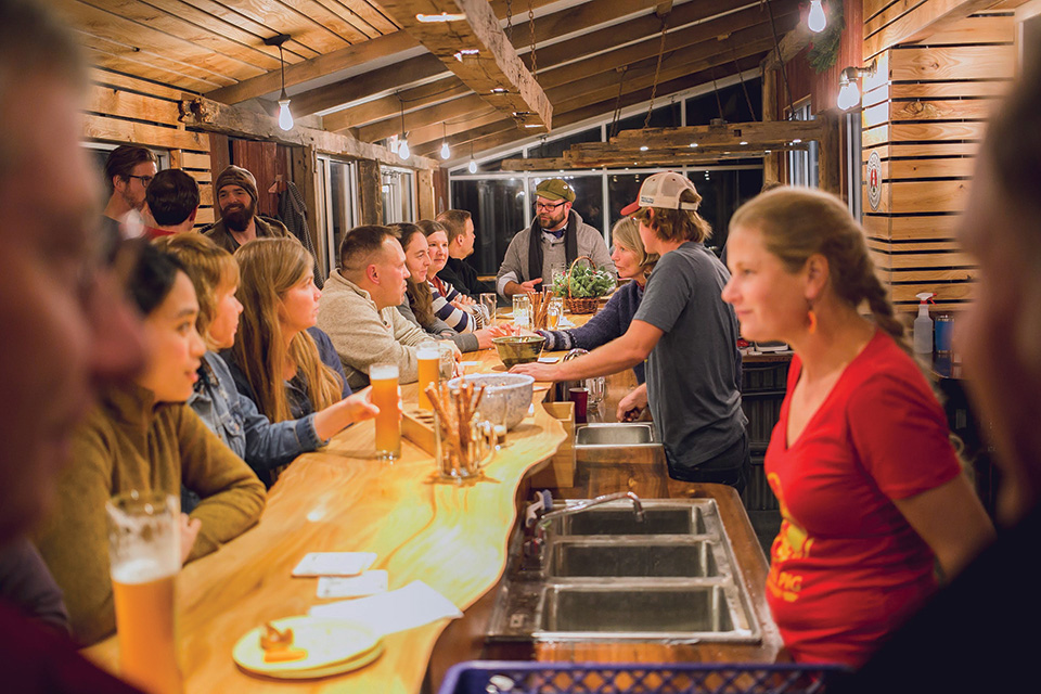 People gathering at Wooly Pig Farm Brewery in Coshocton County (photo courtesy of Wooly Pig Farm Brewery)
