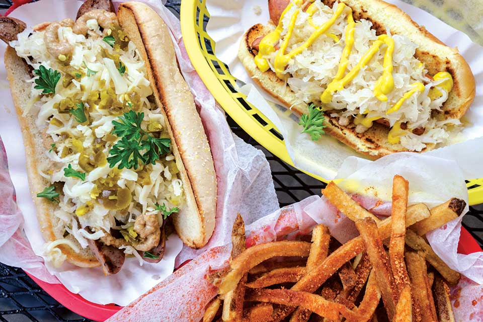 Hot dogs and fries at O’Betty’s Red Hot in Athens (photo by Kara Guyton)