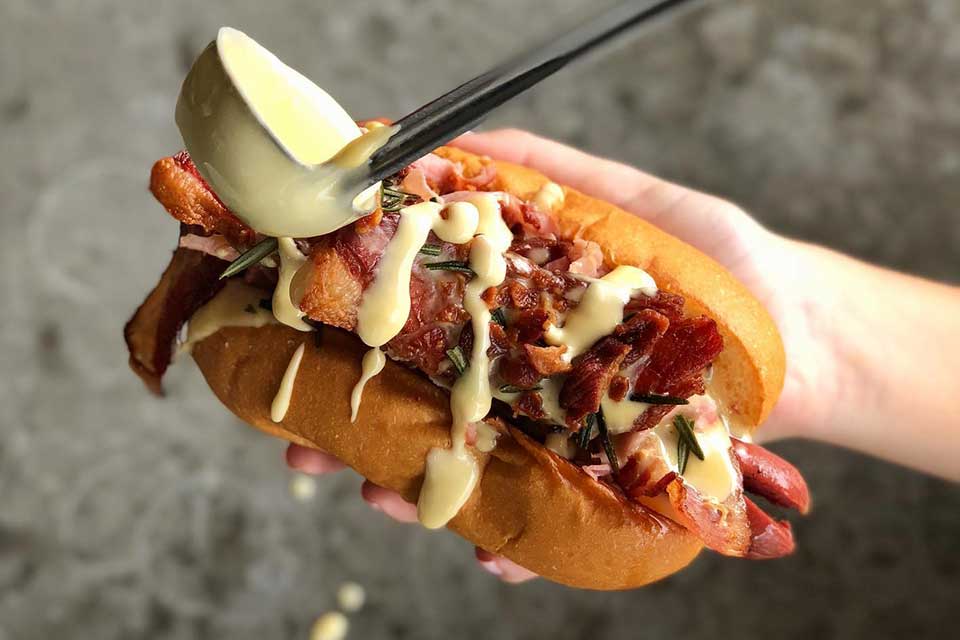 Hot dog from Senate at Holiday Liquor Bar in Cincinnati (photo courtesy of Senate at Holiday Liquor Bar)