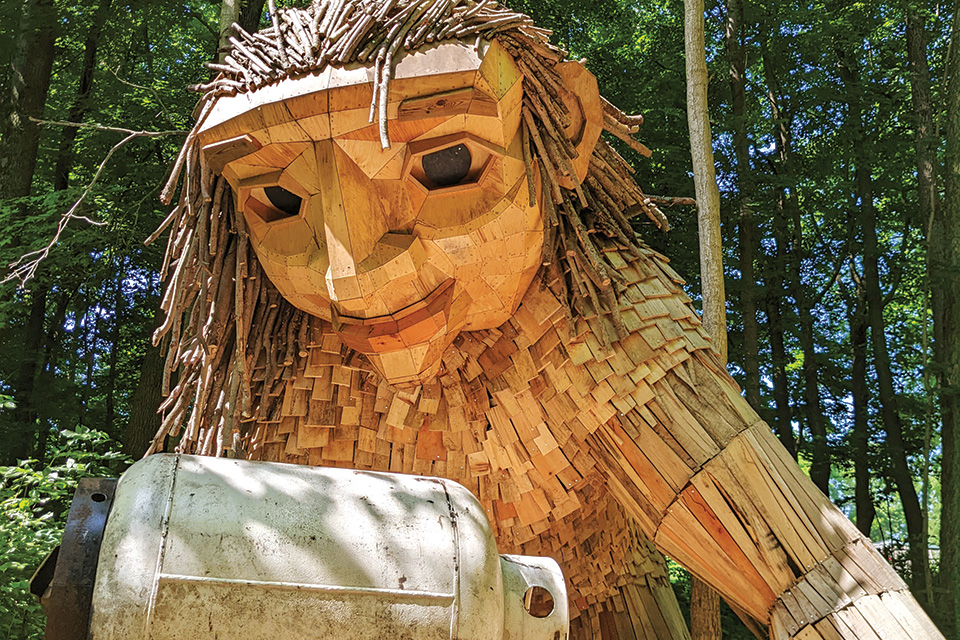 Troll by artist Thomas Dambo at the Aullwood Audubon Center in Dayton (photo by Ken Fasimpaur)