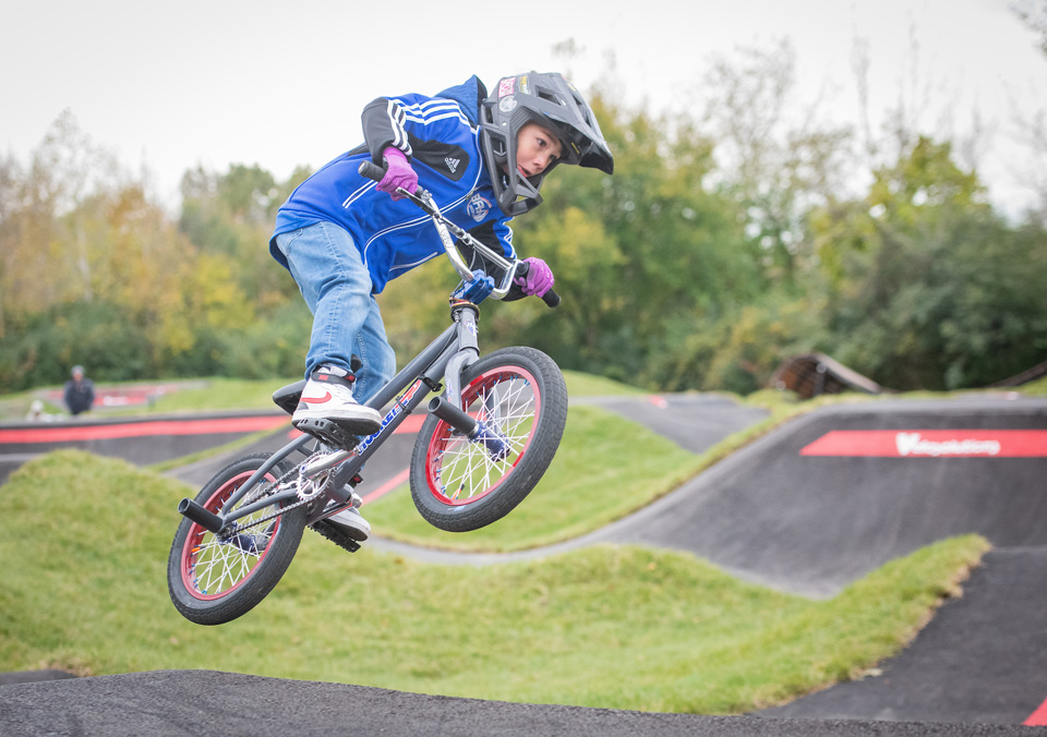 Kid jumping his bike at Cliffs Bike Park in Cuyahoga Heights (photo courtesy of Cliffs Bike Park)