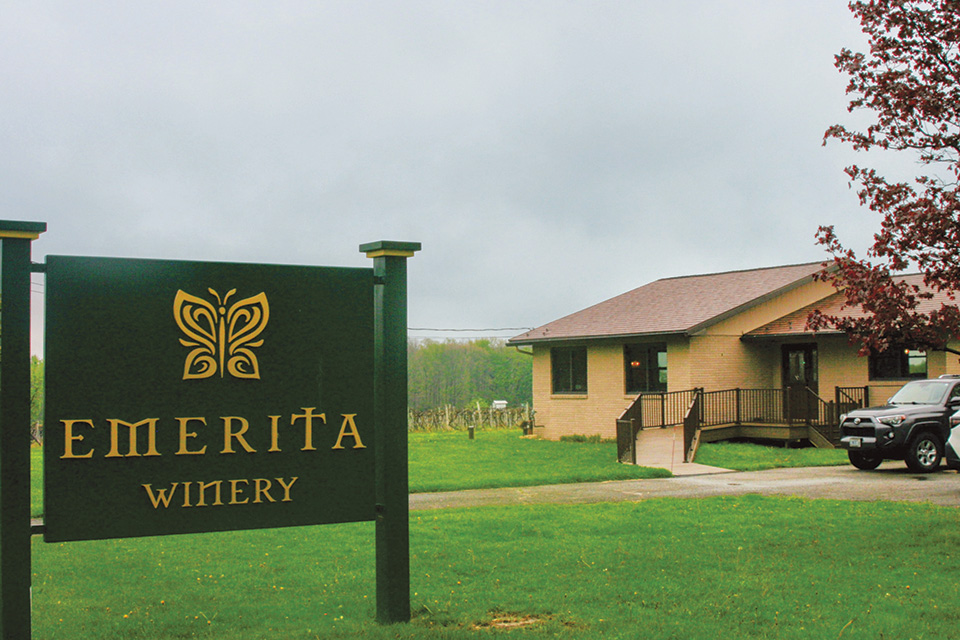 Exterior and sign at Emerita Winery in Madison (photo courtesy of Emerita Winery)