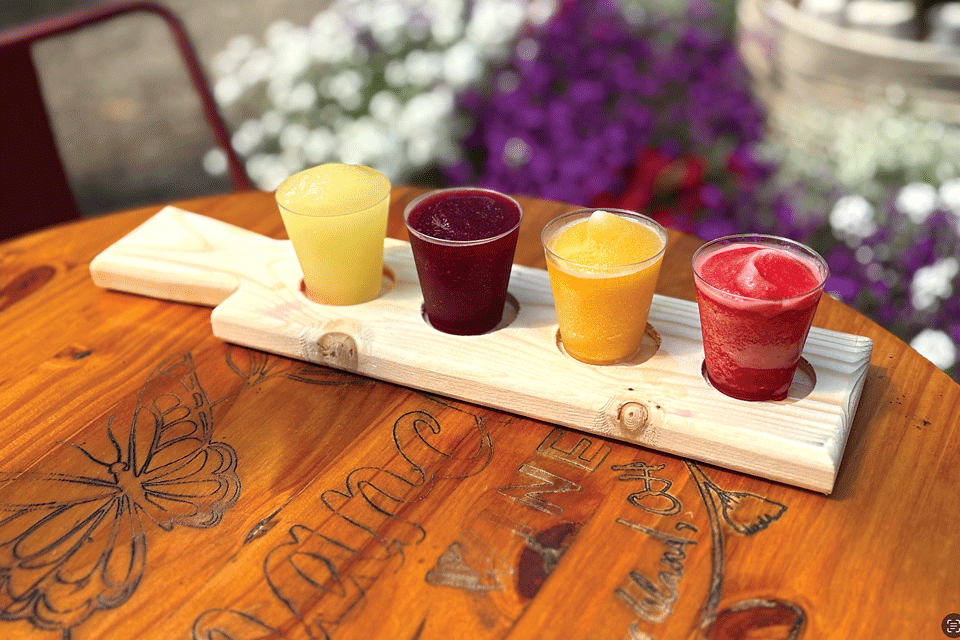 Wine slushy flight at Monarch Winery on Kelleys Island (photo courtesy of Monarch Winery)