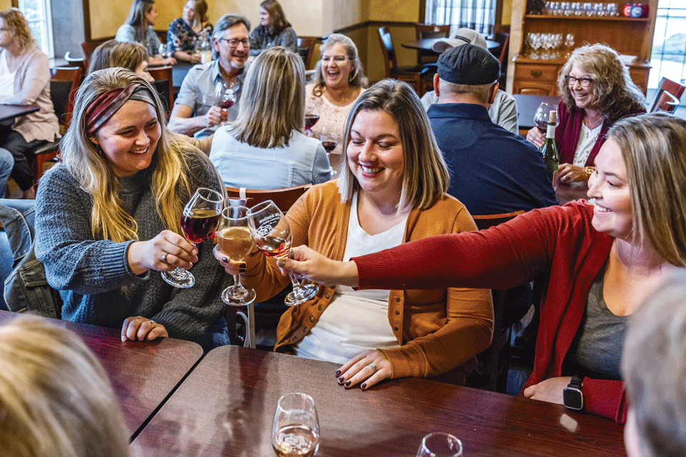 Women at Olde Schoolhouse Winery in Eaton (photo by Matthew Allen)