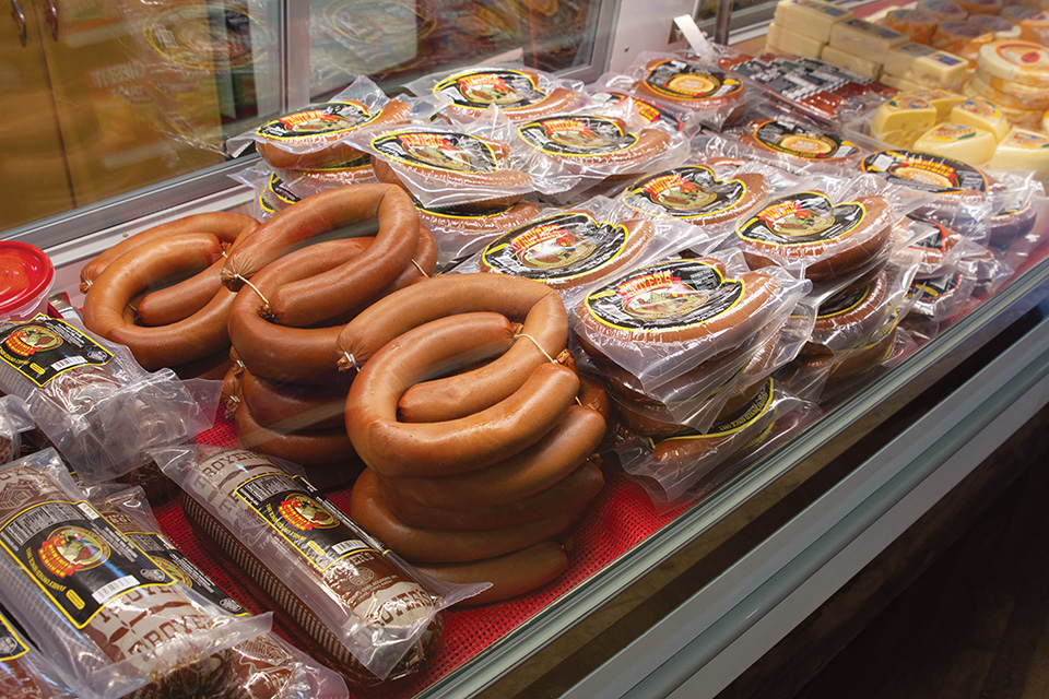 Meats at Troyer’s Trail Bologna in Dundee (photo by Rachael Jirousek)