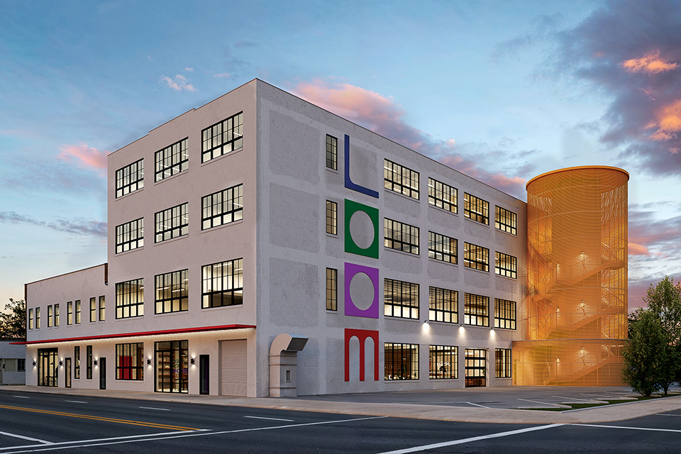 Render of exterior of The Loom in Columbus (rendering courtesy of Columbus Fashion Alliance)