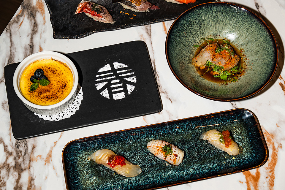 Spread of dishes at Haru Omasake in Columbus (photo courtesy of Fukuryu Brands)