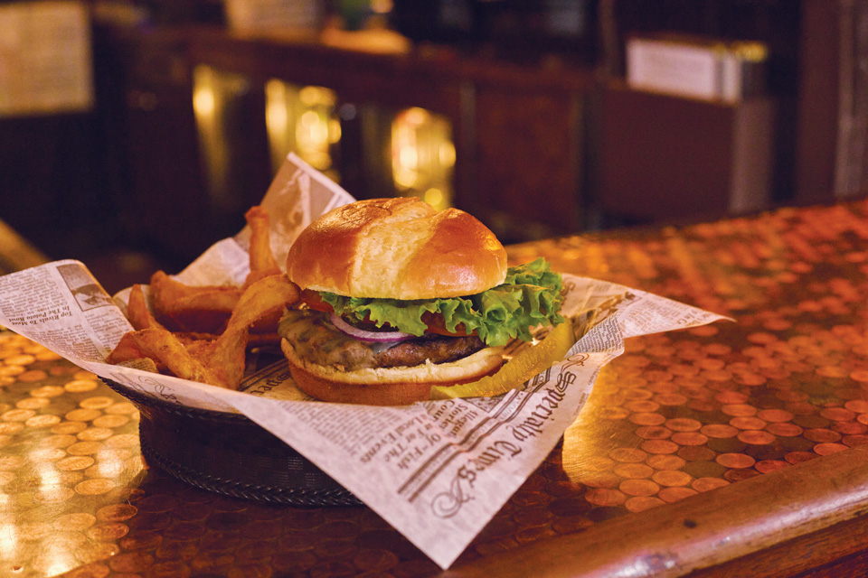 Burger and fries at Ye Olde Trail Tavern in Yellow Springs (photo by Sophia Daugherty Muñoz)