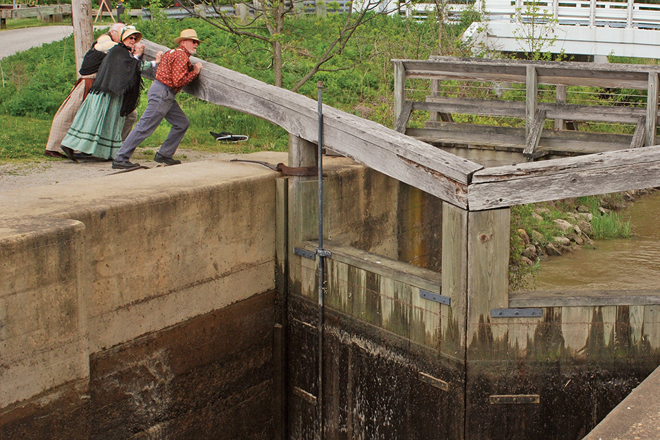 Demonstration on Lock 38 at the Ohio & Erie Canal at the Cuyahoga Valley National Park’s Canal Exploration Center in Valley View (photo courtesy of National Park Service)