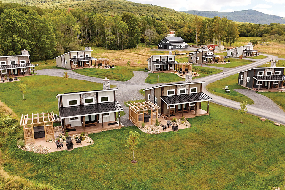 Aerial view of Valley View Cabin Resort in Davis, West Virginia (photo courtesy of Valley View Cabin Resort)