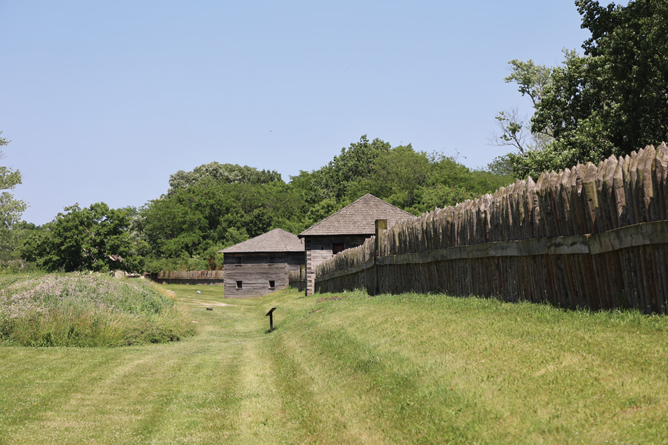 Buildings and fence at Fort Meigs in Perrysburg (photo by Rachael Jirousek)