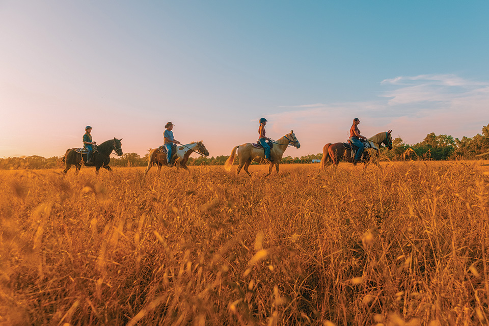 People on horseback at Nation Road Horse Rental in Oxford (photo courtesy of Travel Butler County)