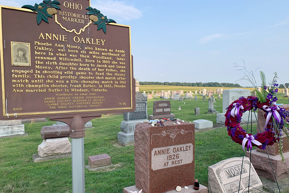 Annie Oakley grave and historical marker in Greenville (photo courtesy of Visit Darke County)