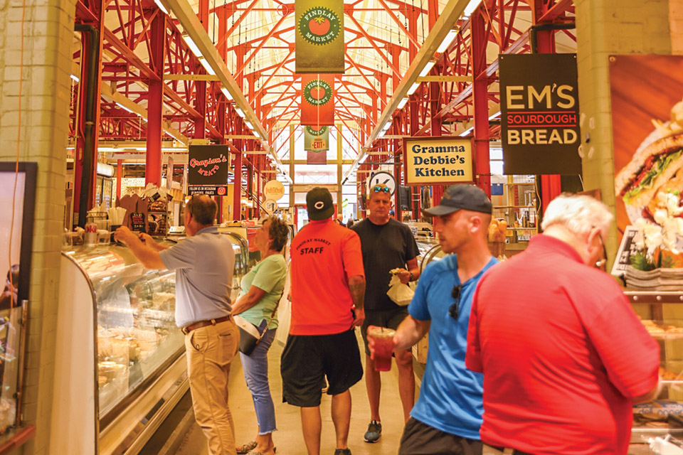 People shopping at Findlay Market in Cincinnati (photo by Matthew Allen)