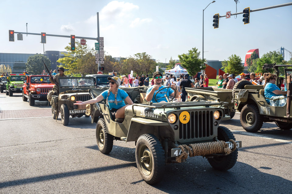 People in parade at Toledo Jeep Fest (photo by Doug Hinebaugh)